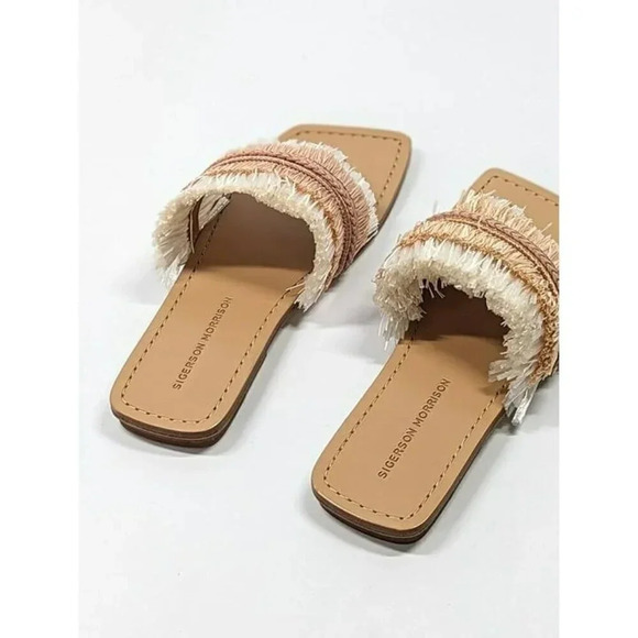 Sigerson Morrison Women's Avis Nude Raffia Thong Sandals Size 7 (MSRP $250) - Picture 6 of 9